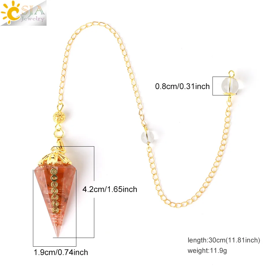 CSJA Divination маятник для приданого гадания Рейки Исцеление 7 ЧАКРА КРИСТАЛЛ маятники