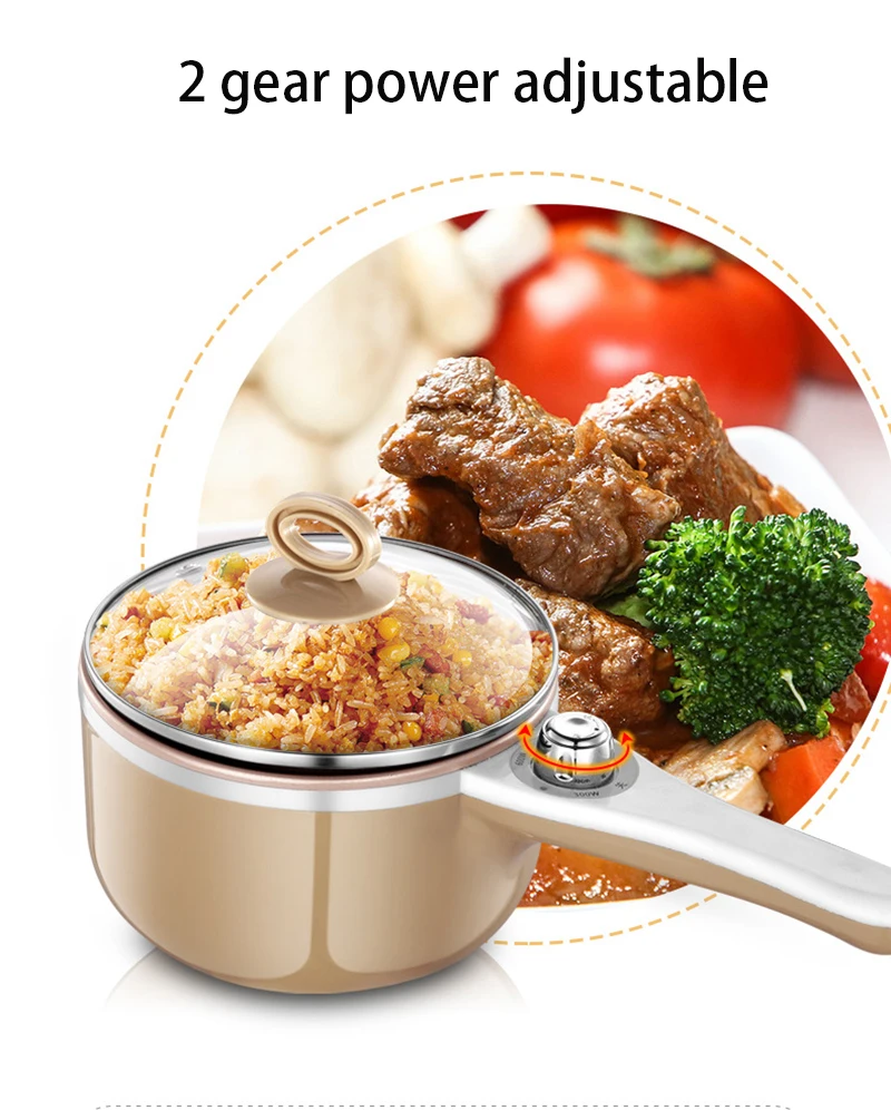 110V/220V Mini Multifunctional Electric Cooking Pot Machine Single/Double Layer Available Rice Cooker Steamed Non-stick coating