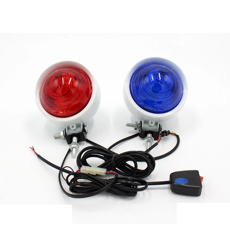 

red blue round 2X50led High bright police motorcycle led strobe lights patrol motorbike front flash warning lamp 12V