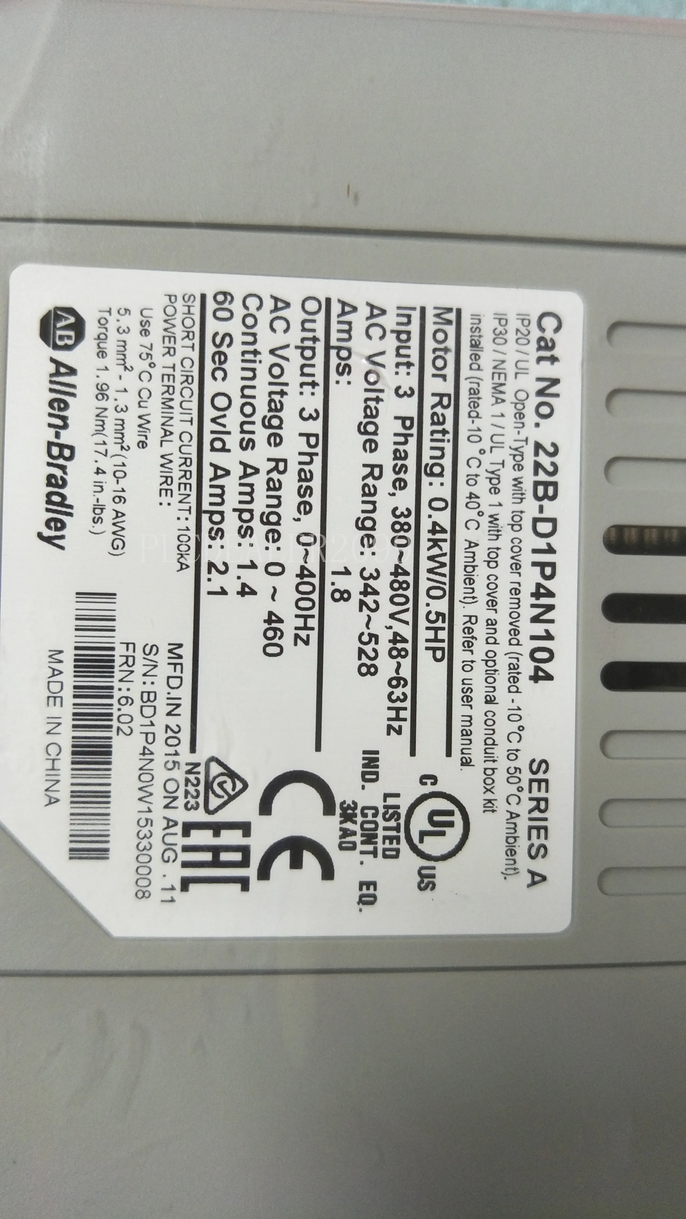 1 шт. Новый 22B-D1P4N104 PowerFlex 40 0 4 кВт 480 В переменного тока 22BD1P4N104 | Инструменты