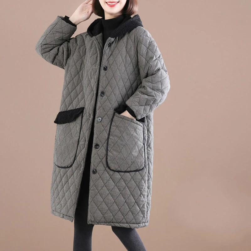 2021 New Autumn Winter Women Thicken Cotton Padded Jacket Coat Casual Loose Floral Print Hooded Parkas Warm Overcoat