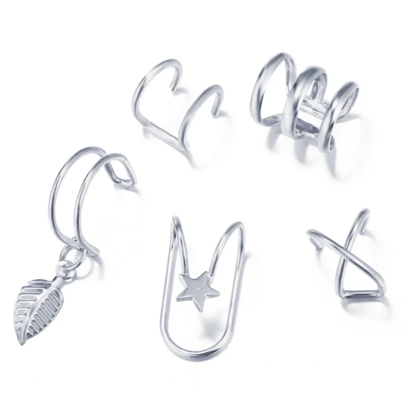 Style 2 Kymyad панковая заклёпка Комплект сережек для женщин Bijoux геометрические Клипсы-каффы серьги, ювелирные изделия креативные полые основы серьги - Окраска металла: Style 2