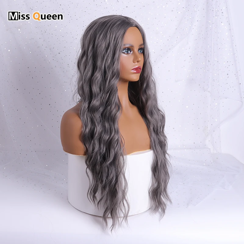 MISS QUEEN 22 Inch Pink Wavy Wig Cosplay Natural Synthetic Women's Red Silver 8 Color Heat Resistant Hair | Шиньоны и парики