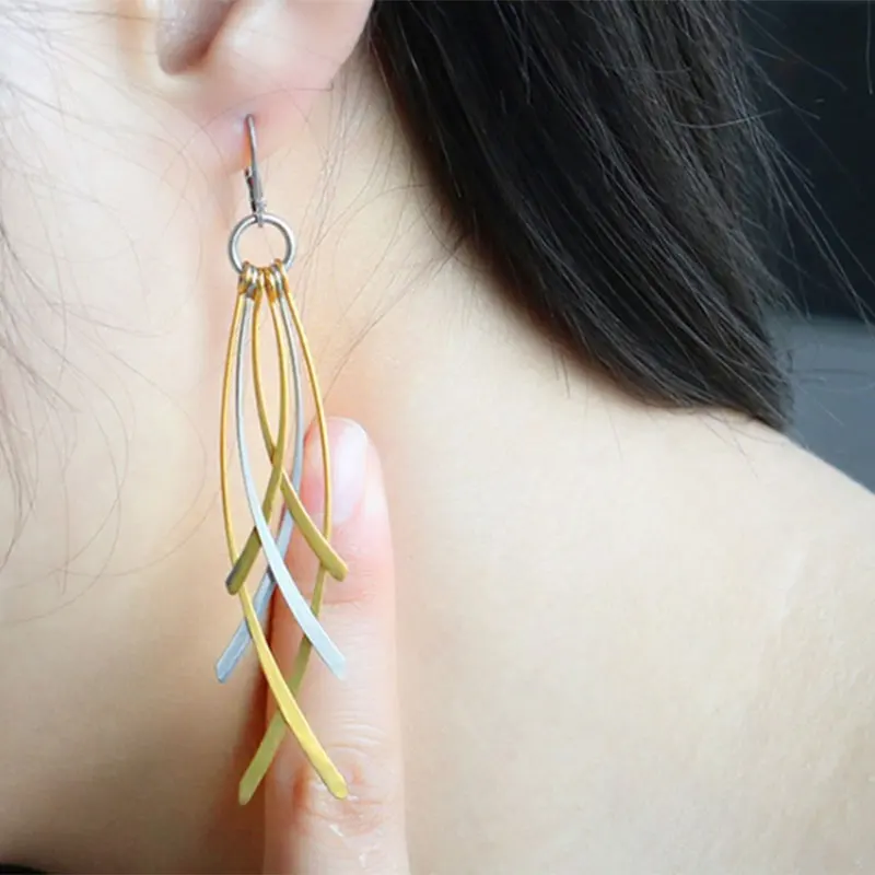 Женские серьги в форме листьев из нержавеющей стали золотистые висячие стиле