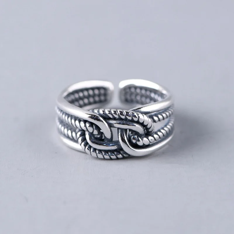 

Плетеное кольцо FNJ из серебра 925 пробы регулируемый размер 100% оригинальное кольцо из настоящего серебра S925 для женщин ювелирные украшения