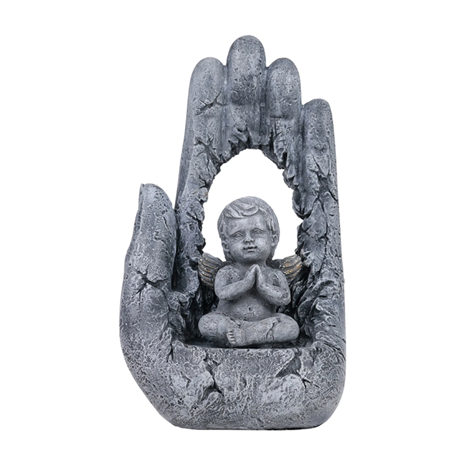 

Ornaments Figurine Desktop Adorable Sitting On Hand Gifts Praying Angel Statue Wings Resin Craft Religious Garden Home Decor