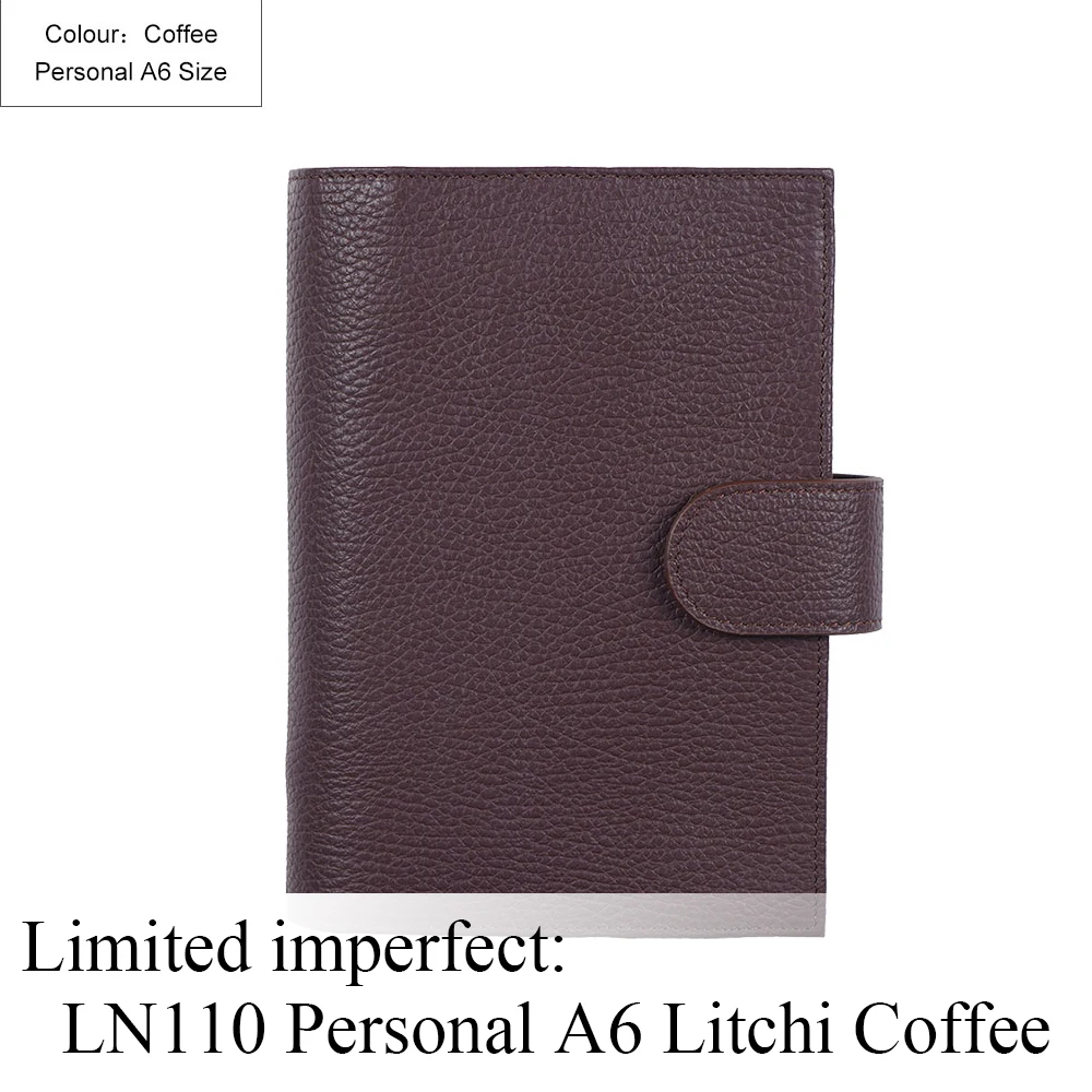 Litchi Coffee Ограниченная серия неидеальных колец из натуральной кожи, записная книжка А5, А6, личная папка, журнал органайзера, журнал для зарисовок, планировщик - Цвет: Litchi Coffee