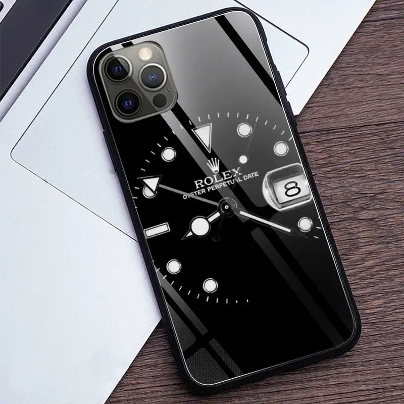 

fashion Brand Rolex Phone Case Tempered Glass For iPhone 12 Pro Max Mini 11 Pro XR XS MAX 8 X 7 6S 6 Plus SE 2020 case