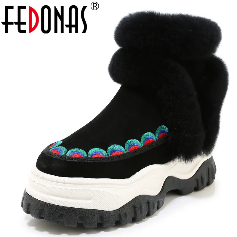 FEDONAS/Новое поступление Женские зимние ботинки с кроличьим мехом Теплые женские