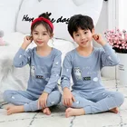 Комплект осенней одежды для девочек и мальчиков, хлопковая Домашняя одежда, детская одежда, футболка, Топы, штаны, пижамы из 2 предметов с длинным рукавом для 2, 4, 6, 8, 10, 12 лет