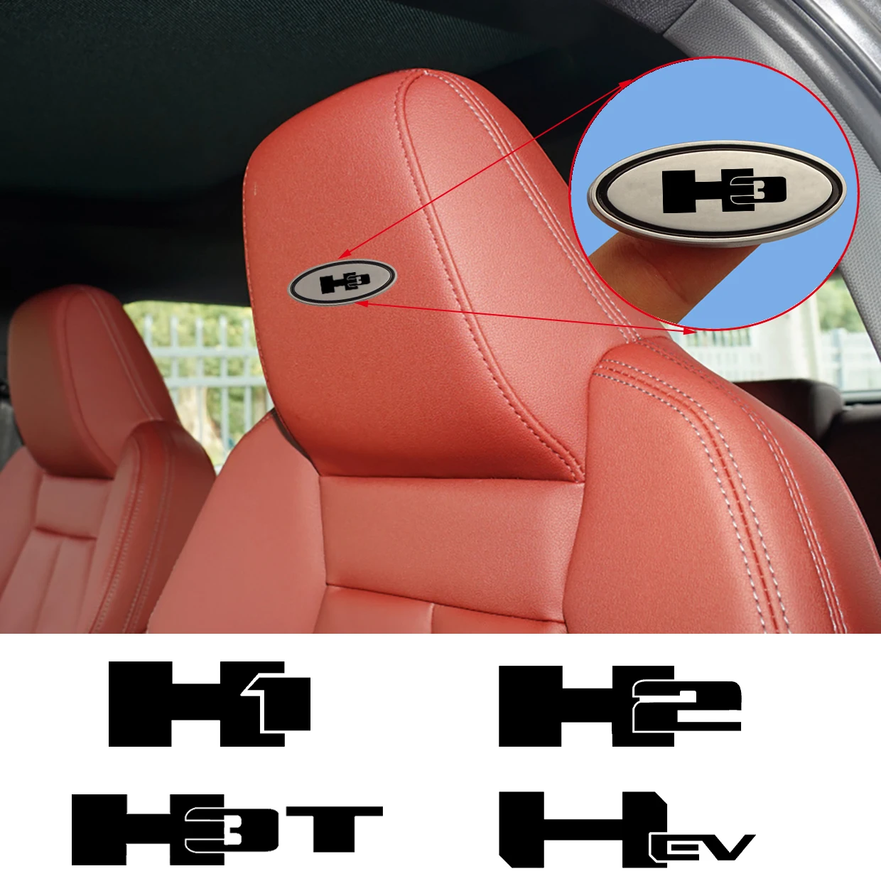 

Fashion Car Chair Seat Headrests Badge metal Sticker For Hummer H1 H2 GMT 840 H2H H2 SUT H3 H3T HEV car Sticker car accessories
