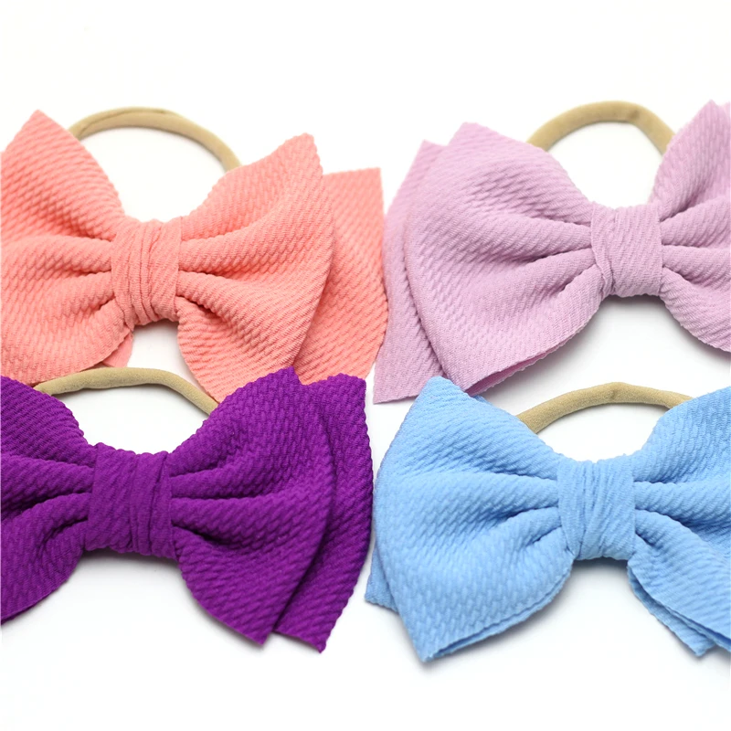 Повязка на голову с бантом для младенцев нейлоновый тюрбан большим разрезом