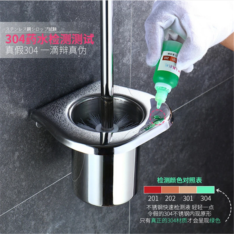 

New Stainless Steel Polished Toilet Brush Toilet Thickened Clean Toilet Brush No Dead Ends Toilet Brush Cup