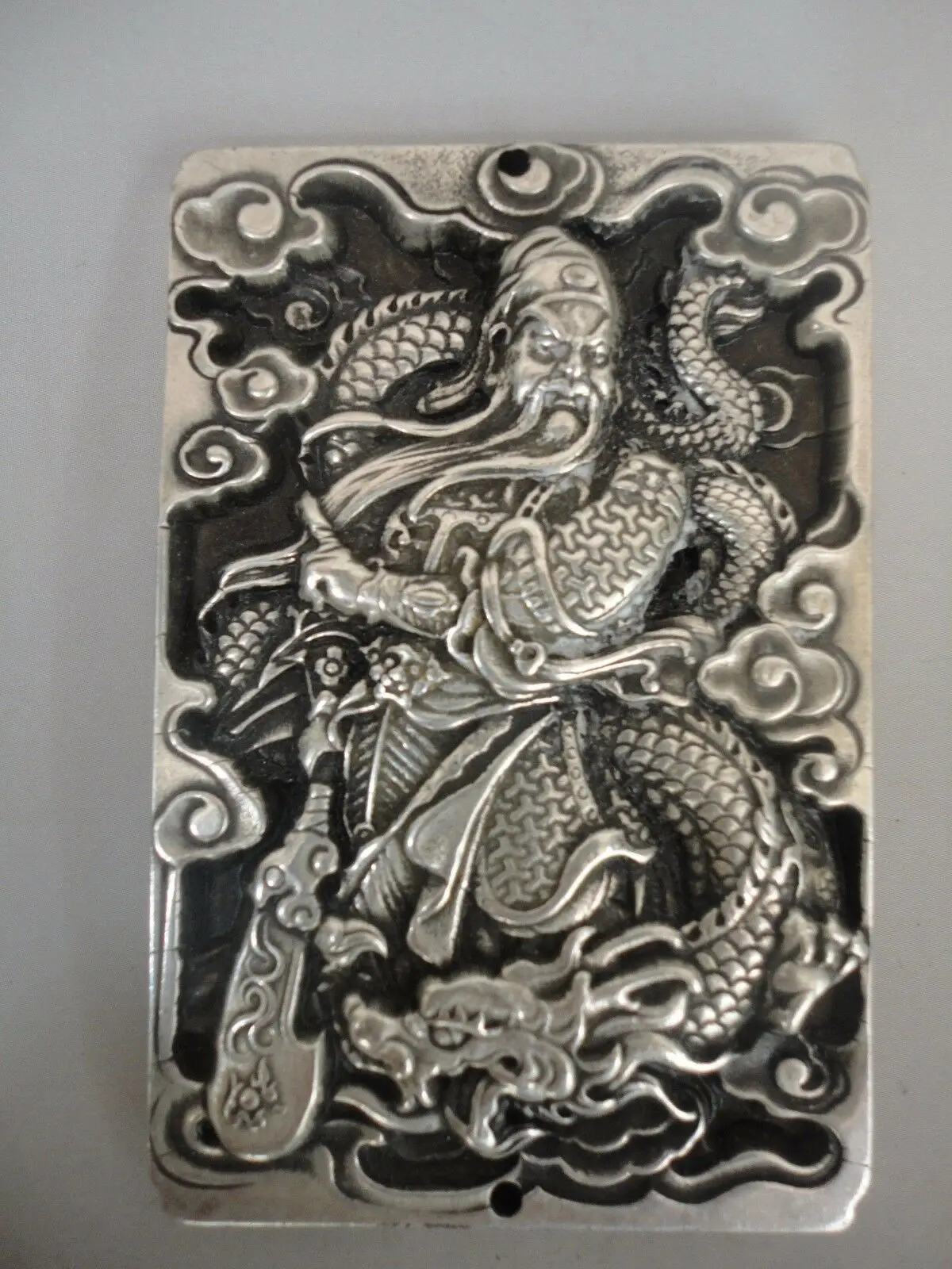 

Collection Ancient Chinese Tibet Silver Carving Guan Yu Guan Gong God Wealth Amulet Pendant