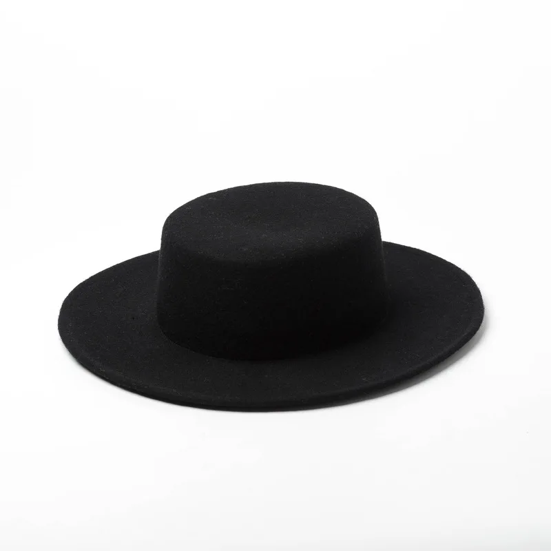 Оптовая продажа осенне-зимняя шерстяная шляпа Fedoras для женщин однотонная плоская