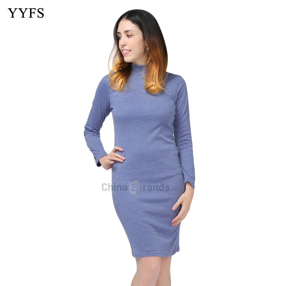 Женская водолазка с длинным рукавом Тонкий элегантный свитер платье|Женские