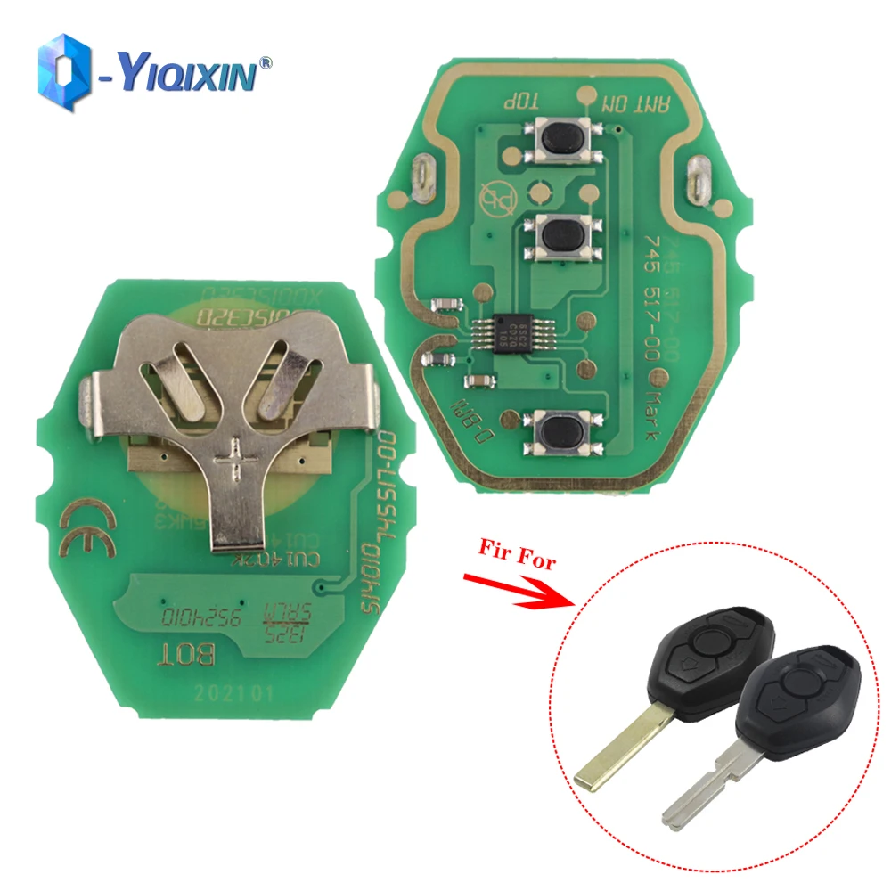 

YIQIXIN EWS System Car Key 3 Button Circuit Board Interchanged For BMW X3 X5 Z3 Z4 E38 E39 E46 1 3 5 7 Series 330 525 315/433Mhz