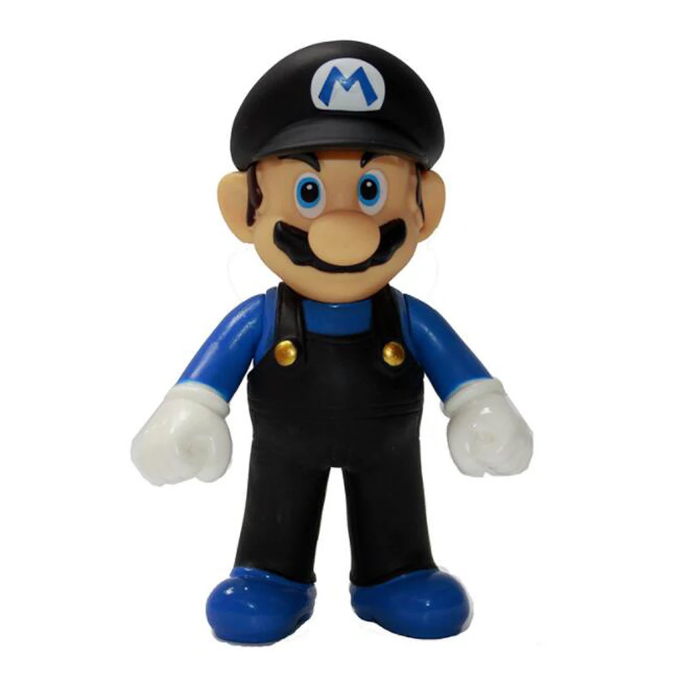 Black hat Mario 10 шт./партия, милая 15 видов стилей фигурка Супер Марио, братья Одиссея, каппи Марио, Луиджи, валуиджи, Варио, 12,5 см, ПВХ модель, розничная - Цвет: Black hat Mario