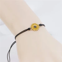 european and american popular jewelry national style exquisite small sweet sunflower daisy wax rope hand woven bracelet