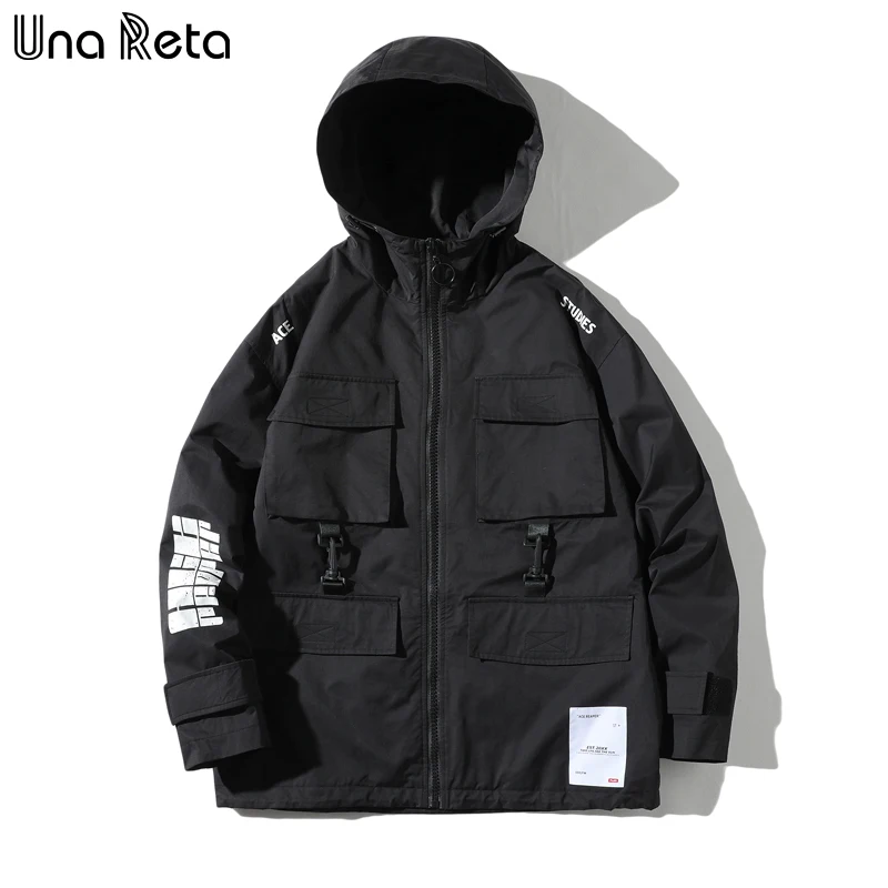 Куртка Una Reta мужская с капюшоном уличная одежда в стиле хип хоп пальто на молнии