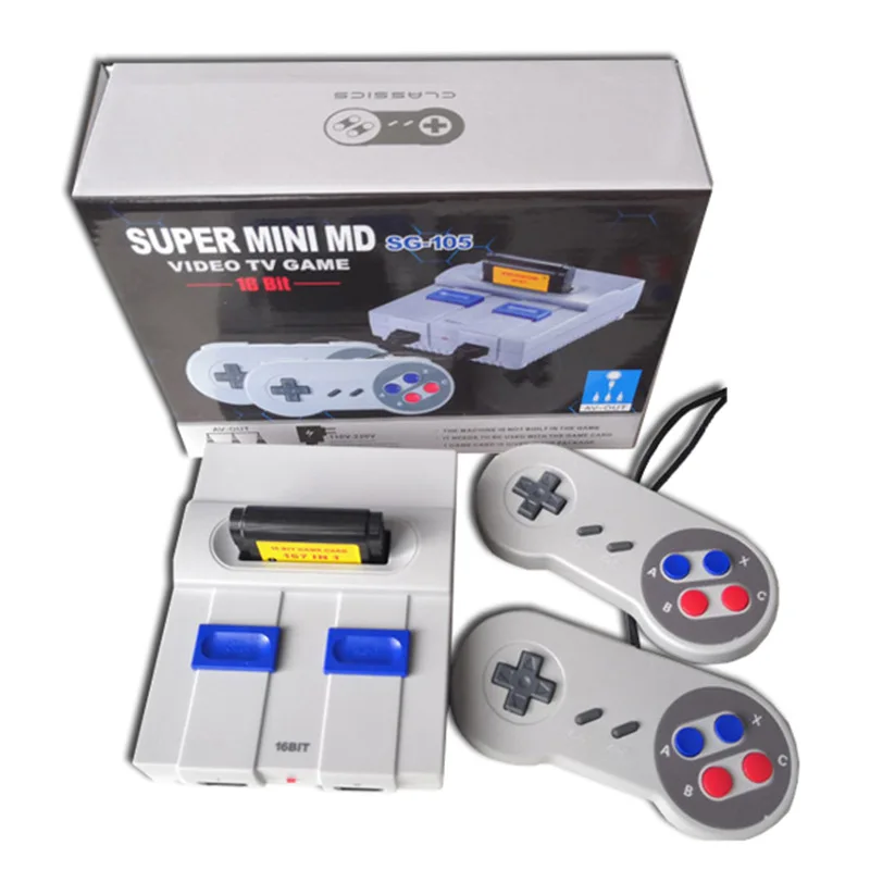

16 Bit Retro M D Family TV Video Game Console Handheld Game Consoles Built-in 167 Classic Games PAL&NTSC Dual Gamepad AV Port