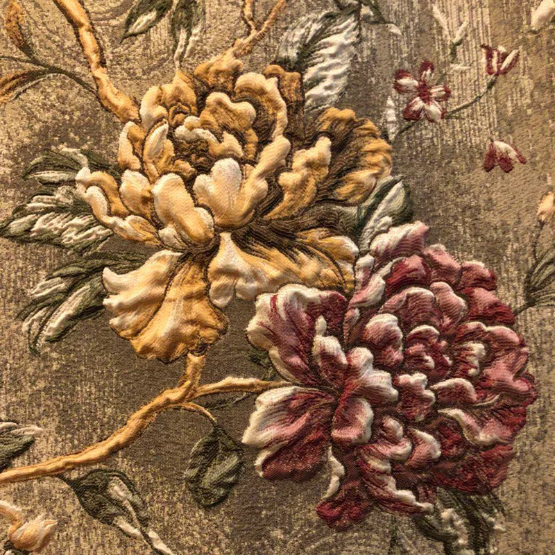 Европейские высокие бежевые 4d-тисненые большие цветы плотные затемняющие