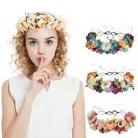 romantic flower crown girls women garland hairband floral head wreath headband beach wedding travel hair accessories decorate