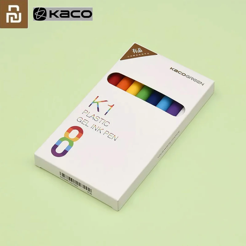 

Youpin KACOGREEN K1 Gel Pen 8pcs/pack 0.5MM Black Ink Sign pen Write Smoothly Plastic Gel Ink Pen For School Student Office