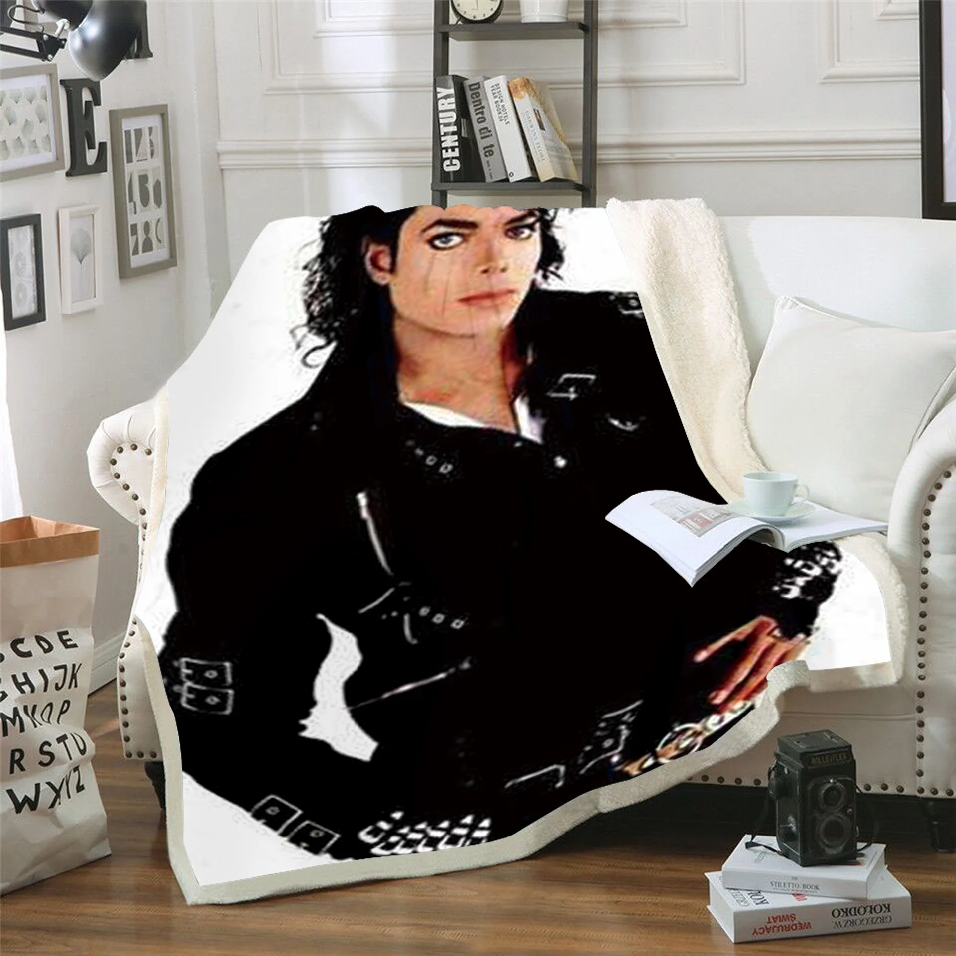 

Michael Jackson 3D Printing Plush Fleece Blanket Adult Fashion Quilts Home Office Washable Duvet Casual Kids Sherpa Blanket 03