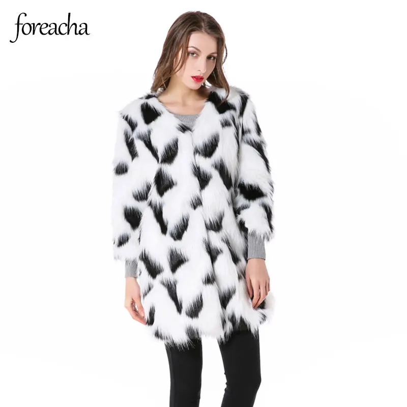 

Куртка foreacha женская зимняя однобортная из искусственного меха, с V-образным вырезом