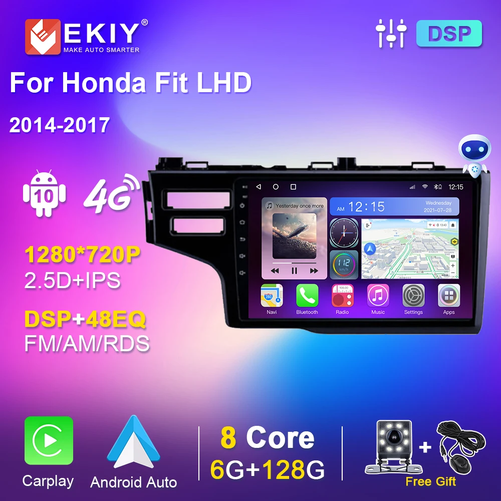 Автомагнитола 6G 128G Android для Honda Fit LHD 2014 2017 автомобильное радио GPS Автомобильный