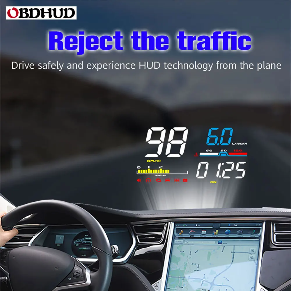OBHUD автомобильный HUD Дисплей D5000 OBD2 диагностический инструмент цифровой спидометр лобовое стекло экран проектор