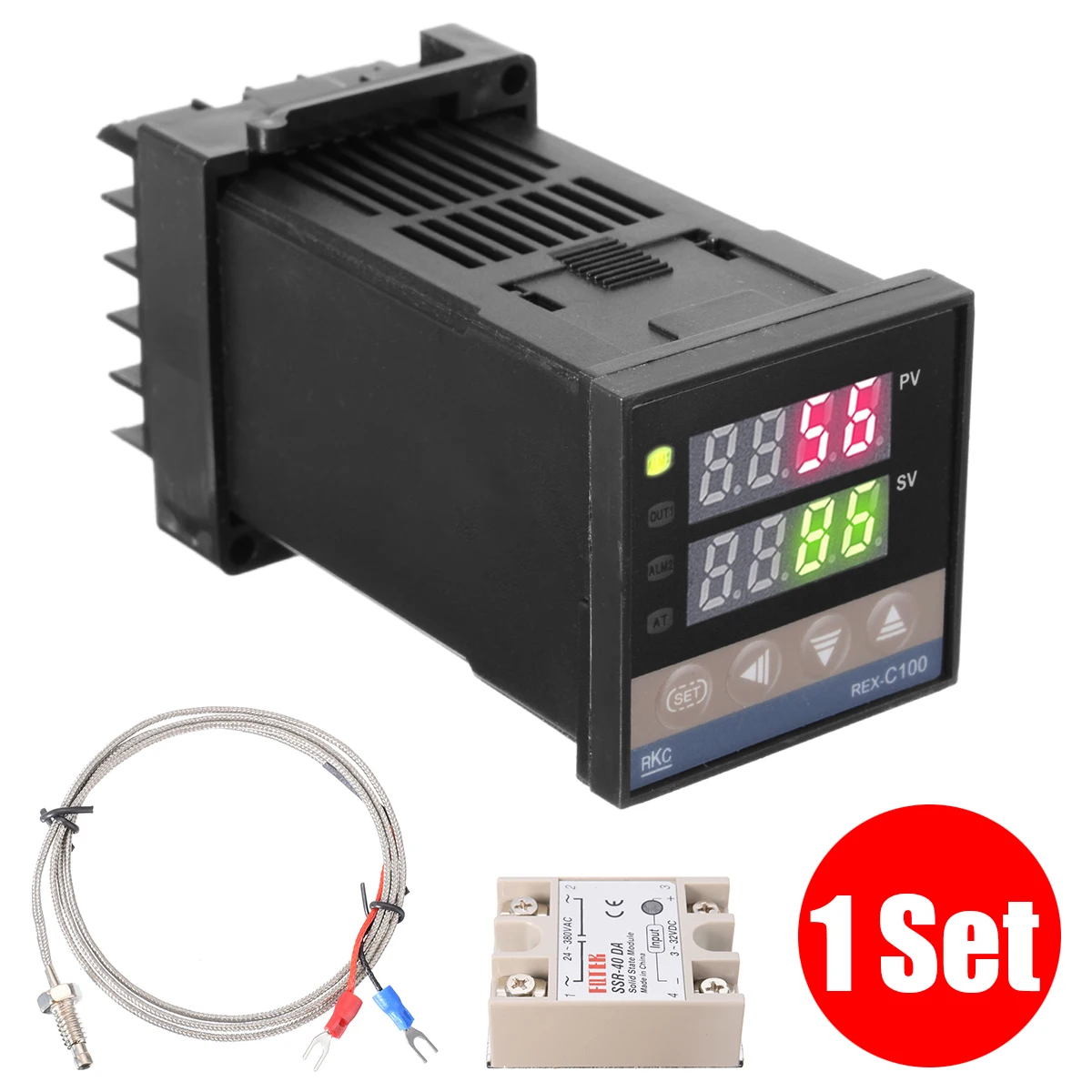 Переменный ток 100 240 В 50/60 Гц REX C100 ЖК PID контроллер температуры наборы с
