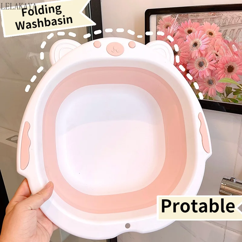 

Складная раковина с милым медведем, портативная раковина для ухода за ребенком, пластиковая раковина для общежития, путешествий, кемпинга