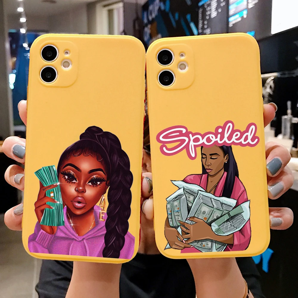 

PUNQZY Funny Money Stacks kash doll Black Girl Phone Case For Samsung Galaxy S20 S11 S10 S9 PLUS A50 A70 S8 S7 Frosted TPU Case