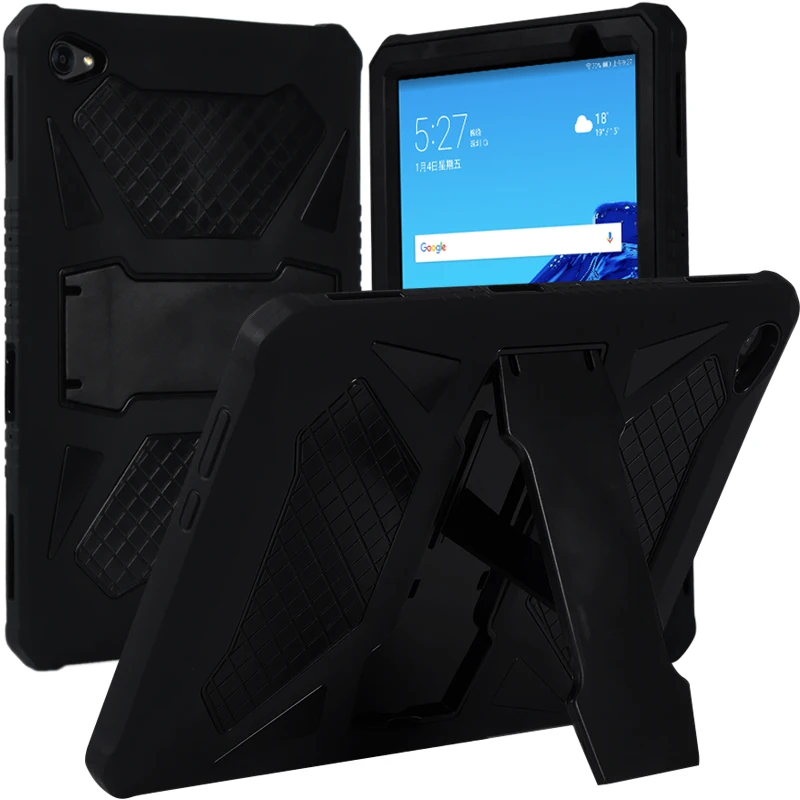 Сверхпрочный защитный чехол для huawei MediaPad M5 Lite 10 ПК и силикона с откидной крышкой для M5 Lite 10 BAH2-W19 BAH2-L09 BAH2-W09 10,"+ защитная пленка - Цвет: All black