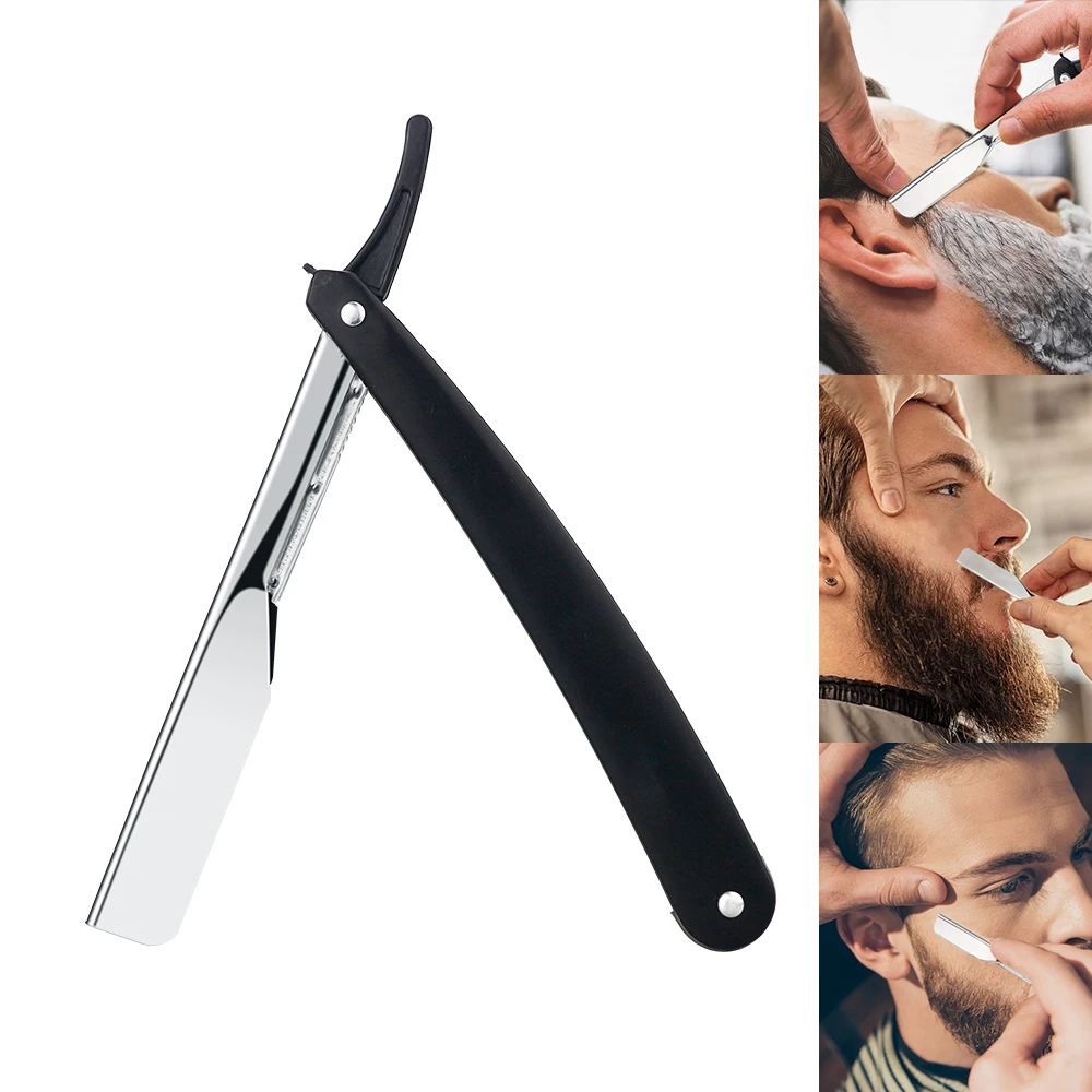 

CestoMen Stainless Steel Folding Razor Plastic Handle Men's Beard Shaver Straight Razor Barber Beard Cleaning Tool For Men