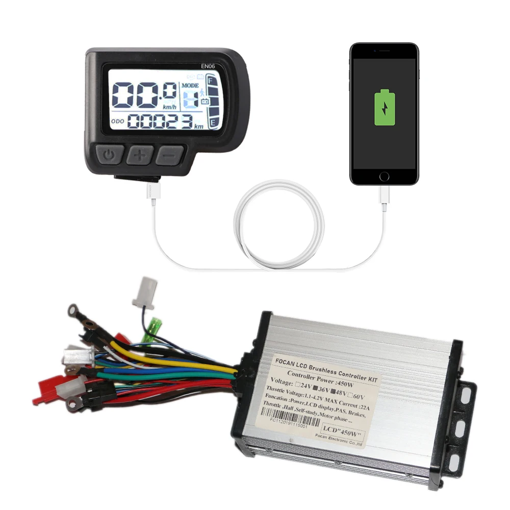 

Bicycle Speed Display EN06 LCD Instrument Controller 36V 48V 450W 500W Electric Bike Controller