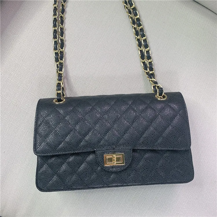 

25cm Designer Handbags High Quality Summer New Style Diamond Chain Bag Caviar Leather Shoulder Diagonal Women's Bag Lipstick Bag