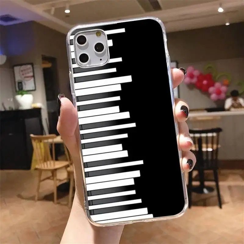 

Piano music Phone Case Transparent for iPhone 6 7 8 11 12 s mini pro X XS XR MAX Plus cover funda shell