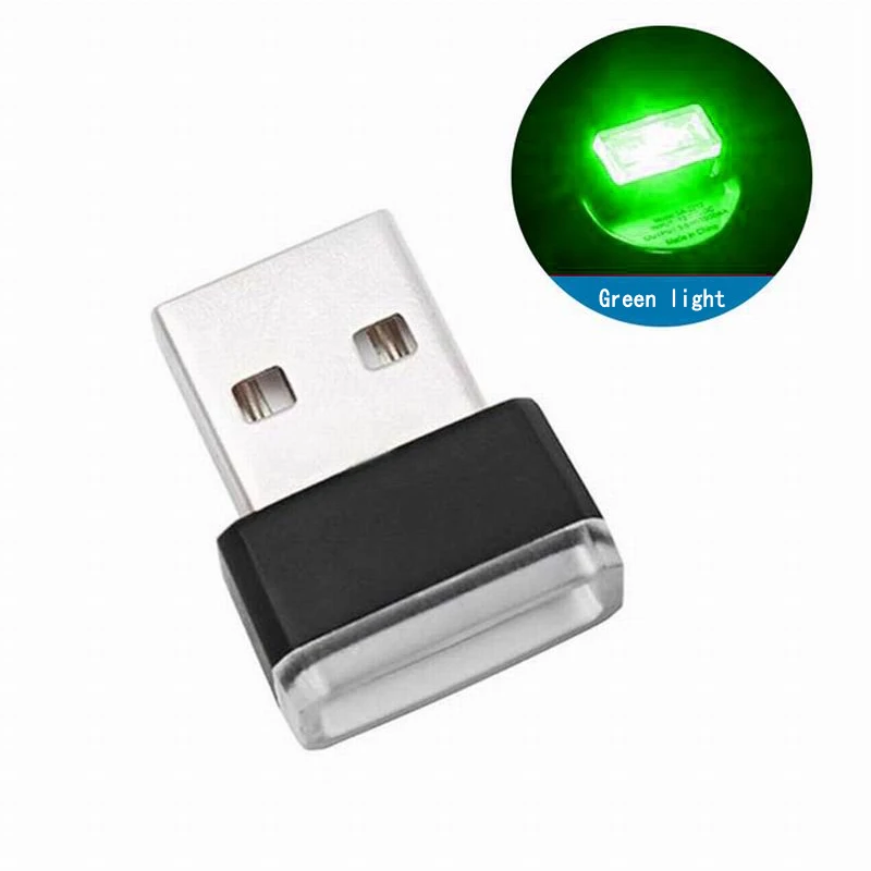 Green 1 шт. мини-светодиод машины светильник лампа авто Интерьер USB атмосферный свет Plug And Play Декор лампа аварийный светильник ing Pc автомобильные аксессуары - Испускаемый цвет: Green