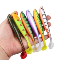 1 pcs soft lures 10g 12 5cm fishing lure wobblers double color aritificial t tail silicone bait swimfish bait bass pike tackle
