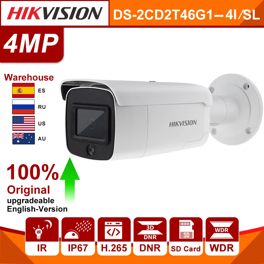 Hikvision оригинальная ip камера уличная DS 2CD2T46G1 4I/SL 4MP сетевая пуля POE безопасности