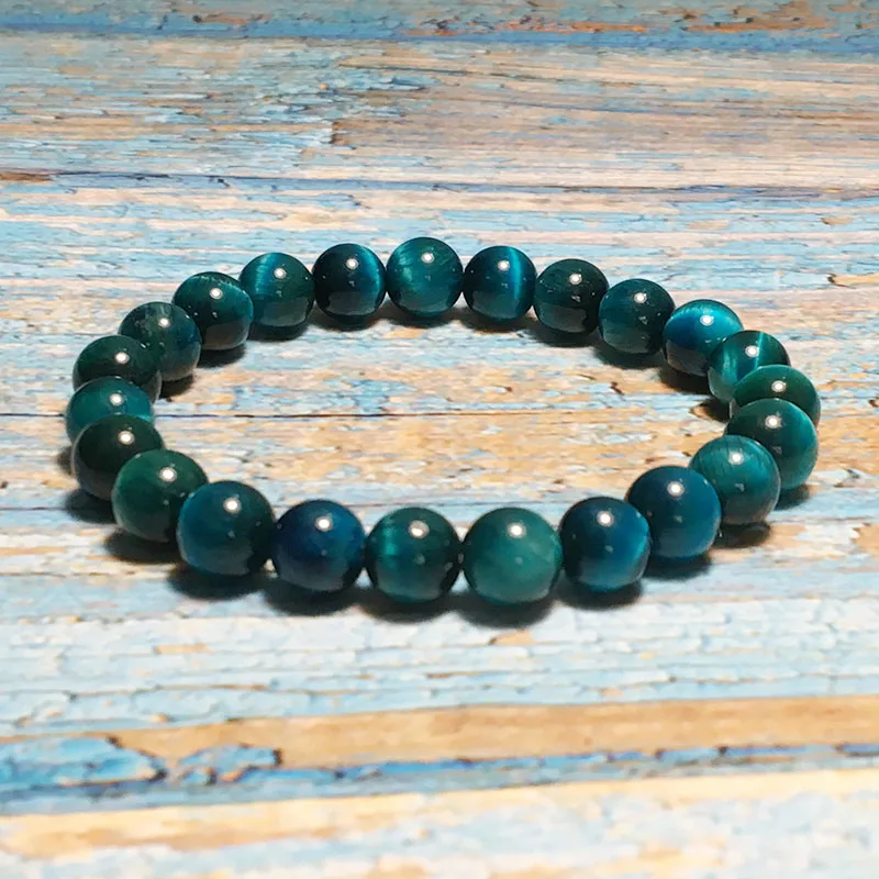 Минималистичный браслет с натуральным тигровым глазом для мужчин и женщин 8 мм