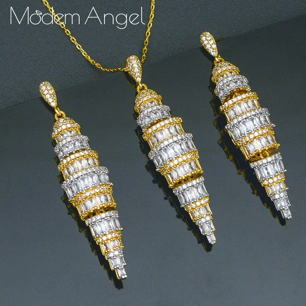 

ModemAngel, длинные кисточки, 2 шт., нигерийское ожерелье, серьги, набор украшений для женщин, кубический циркон, индийский Дубай, наборы свадебных...