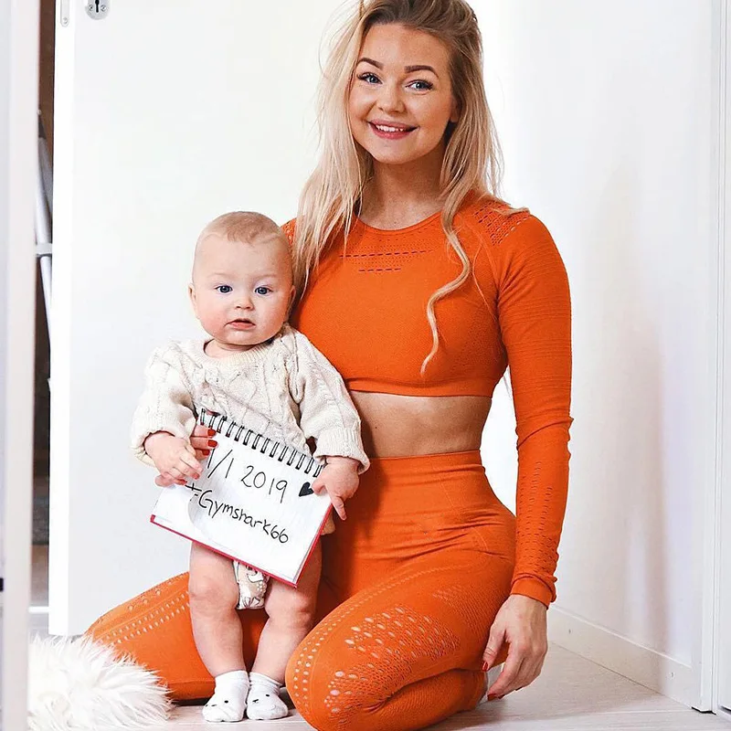 Женский топ длинные штаны леггинсы комплект для йоги спортивные костюмы одежда