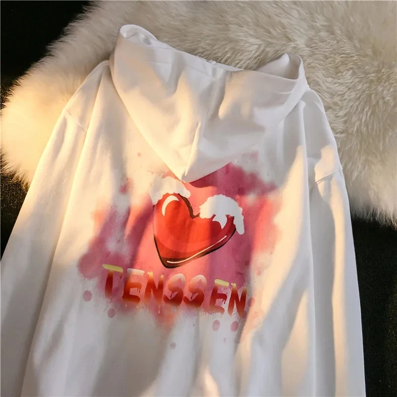 

Уличный милый и милый кардиган с принтом love, Женский Свободный Повседневный Топ в стиле high Street с длинным рукавом, одежда, Свитшот оверсайз