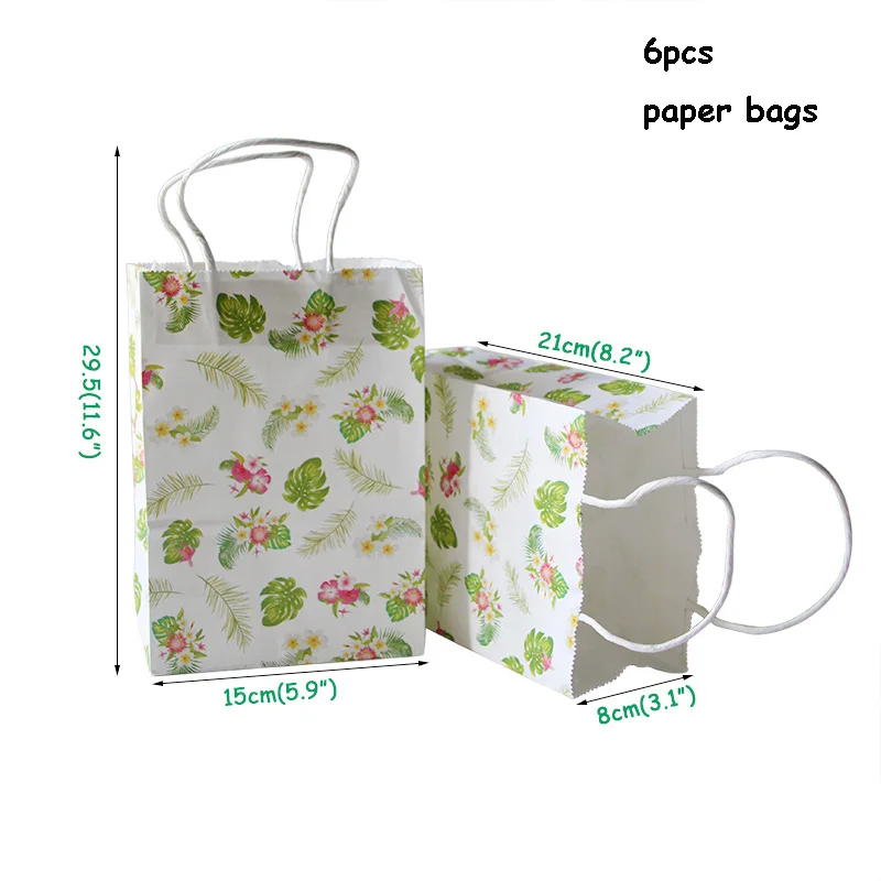 6pcs paper bags 1 комплект светодиодный светильник «Фламинго», вечерние одноразовые столовые приборы «Фламинго», для дня рождения, свадьбы, украшения, Гавайские вечерние принадлежности - Цвет: 6pcs paper bags