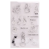 1pc bunny easter transparent clear silicone stamp seal cutting diy scrapbook rubber stamping coloring diary decoration reusable