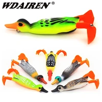 1pcs double propeller flipper duck fishing lures ducking frog soft bait 9 5cm 11 2g 3d eyes artificial swimbait day bass tackle